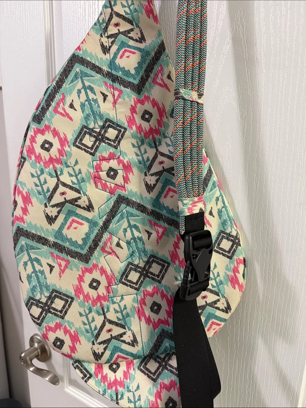 Kavu Teal Pink Aztec Sling Pack